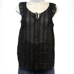 Women’s Juicy Couture Black Silver Sleeveless Ruffle Blouse